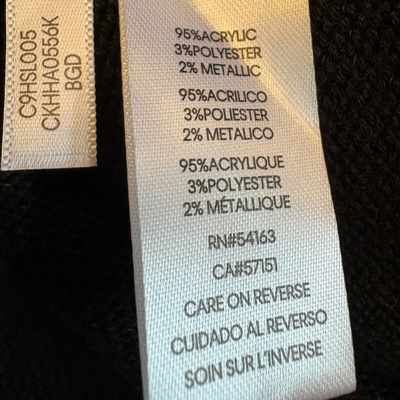 Calvin Klein Black & Gold TurtleNeck Long Sleeve Stylish Knit Sweater Medium - Picture 7 of 10